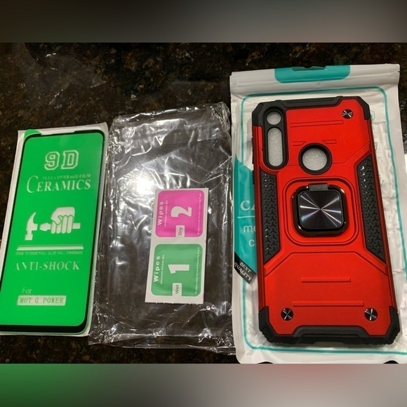 MOTO G Power Red phone case with extras kick stand finger ring NWT - Picture 3 of 12
